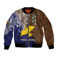 Papua New Guinea Manus Province Bomber Jacket PNG Birds Of Paradise Polynesian Arty Style LT03 Unisex Brown - Polynesian Pride