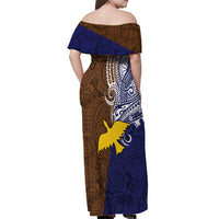 Custom Papua New Guinea Manus Province Off Shoulder Maxi Dress PNG Birds Of Paradise Polynesian Arty Style LT03 - Polynesian Pride