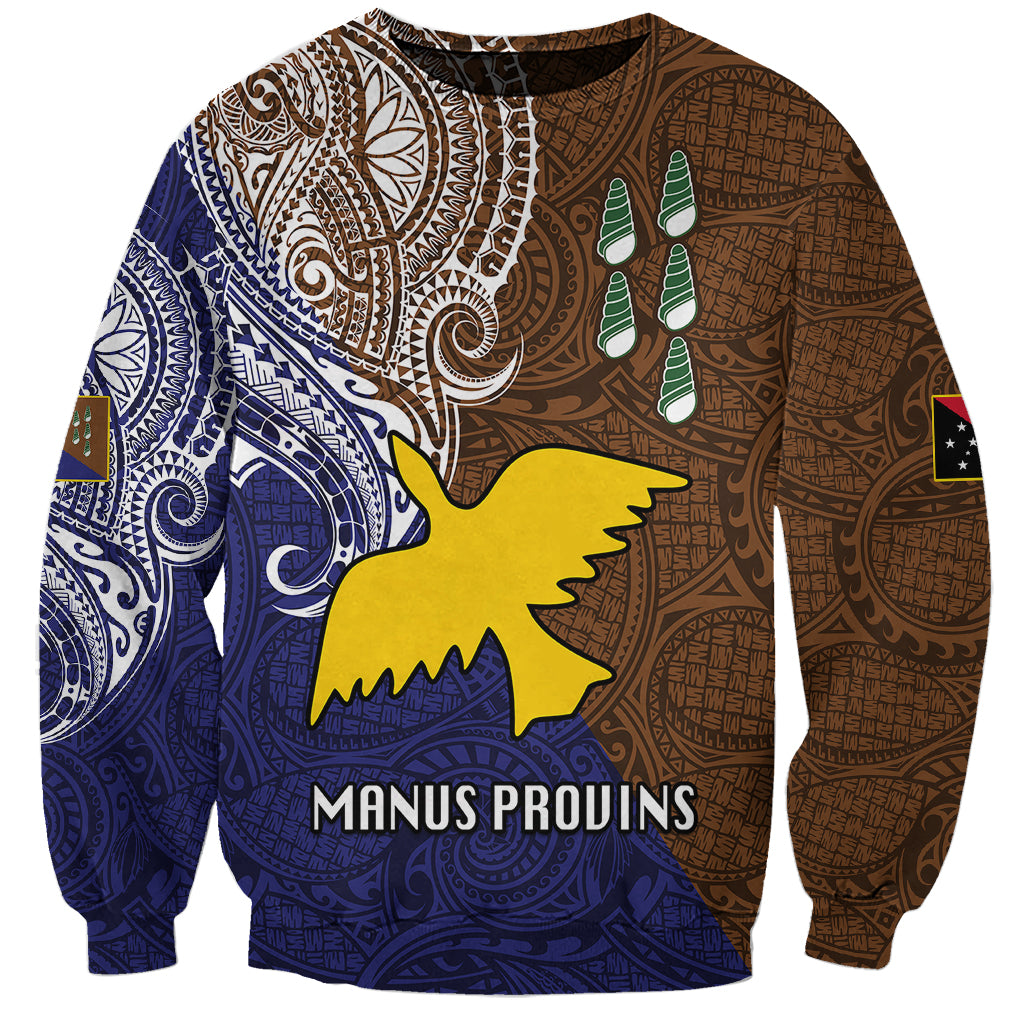 Custom Papua New Guinea Manus Province Sweatshirt PNG Birds Of Paradise Polynesian Arty Style LT03 Unisex Brown - Polynesian Pride