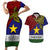 Papua New Guinea Milne Bay Province Couples Matching Short Sleeve Bodycon Dress and Hawaiian Shirt PNG Birds Of Paradise Polynesian Arty Style LT03 Blue - Polynesian Pride