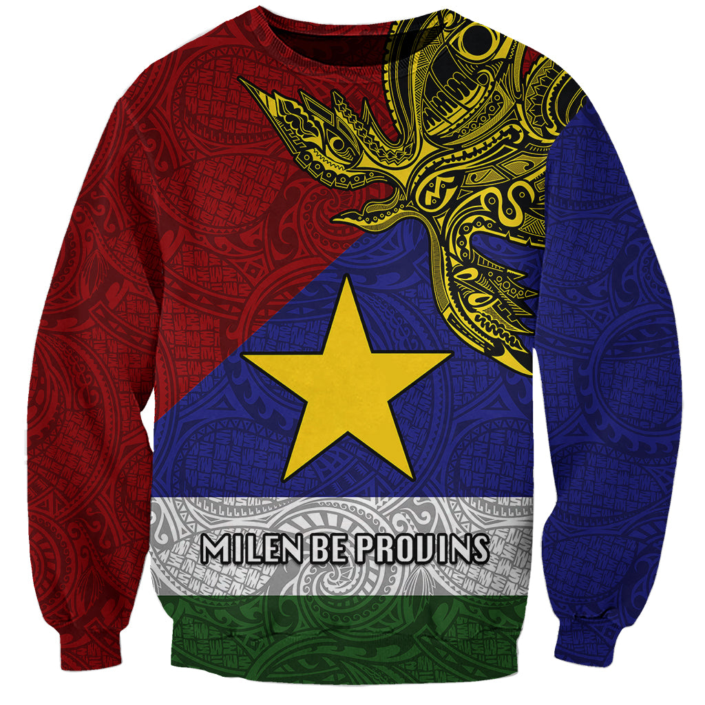 Papua New Guinea Milne Bay Province Sweatshirt PNG Birds Of Paradise Polynesian Arty Style LT03 Unisex Blue - Polynesian Pride