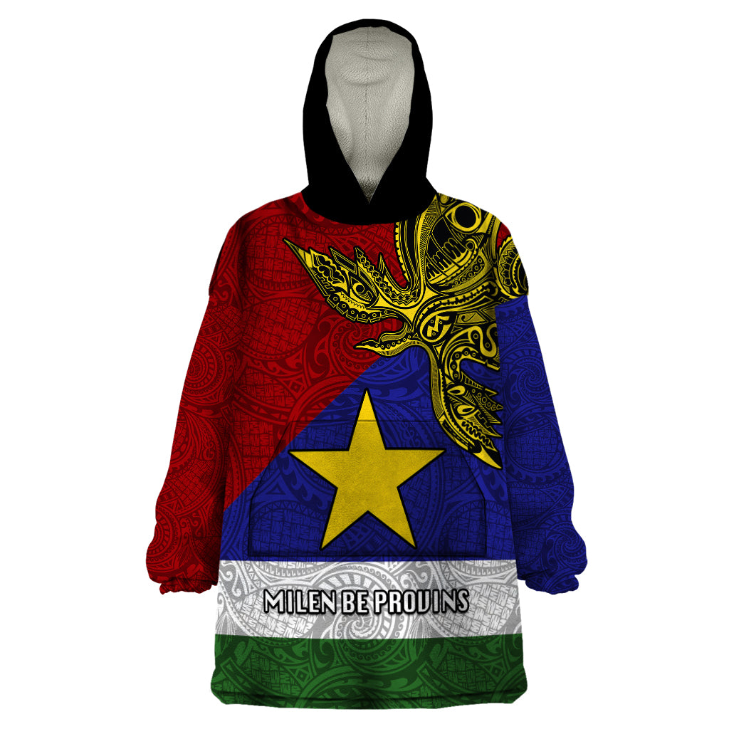 Papua New Guinea Milne Bay Province Wearable Blanket Hoodie PNG Birds Of Paradise Polynesian Arty Style LT03 One Size Blue - Polynesian Pride