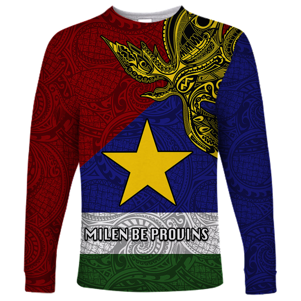 Custom Papua New Guinea Milne Bay Province Long Sleeve Shirt PNG Birds Of Paradise Polynesian Arty Style LT03 Unisex Blue - Polynesian Pride