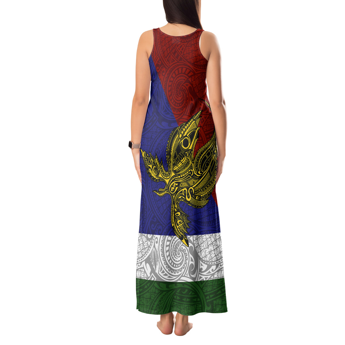 Custom Papua New Guinea Milne Bay Province Tank Maxi Dress PNG Birds Of Paradise Polynesian Arty Style LT03 - Polynesian Pride