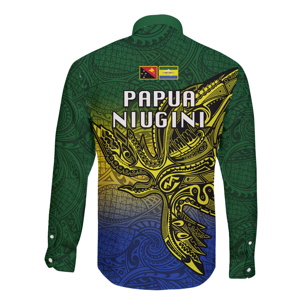 Papua New Guinea Morobe Province Long Sleeve Button Shirt PNG Birds Of Paradise Polynesian Arty Style LT03 - Polynesian Pride