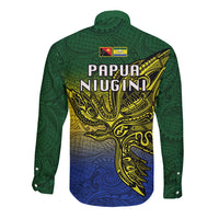 Papua New Guinea Morobe Province Long Sleeve Button Shirt PNG Birds Of Paradise Polynesian Arty Style LT03 - Polynesian Pride