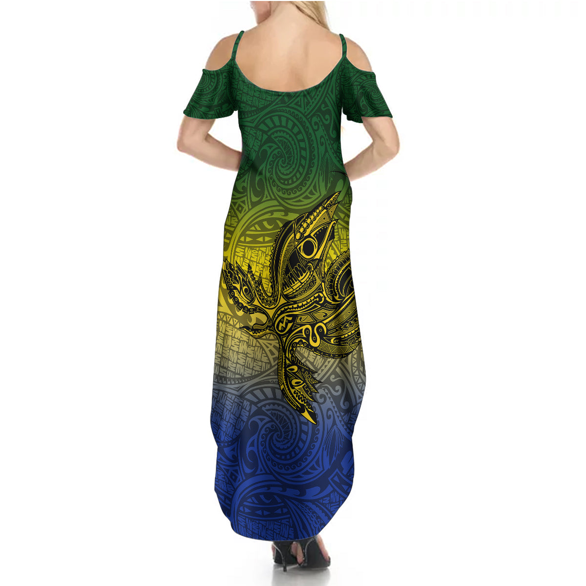 Papua New Guinea Morobe Province Summer Maxi Dress PNG Birds Of Paradise Polynesian Arty Style LT03 - Polynesian Pride