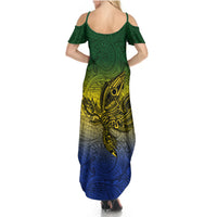 Custom Papua New Guinea Morobe Province Summer Maxi Dress PNG Birds Of Paradise Polynesian Arty Style LT03 - Polynesian Pride