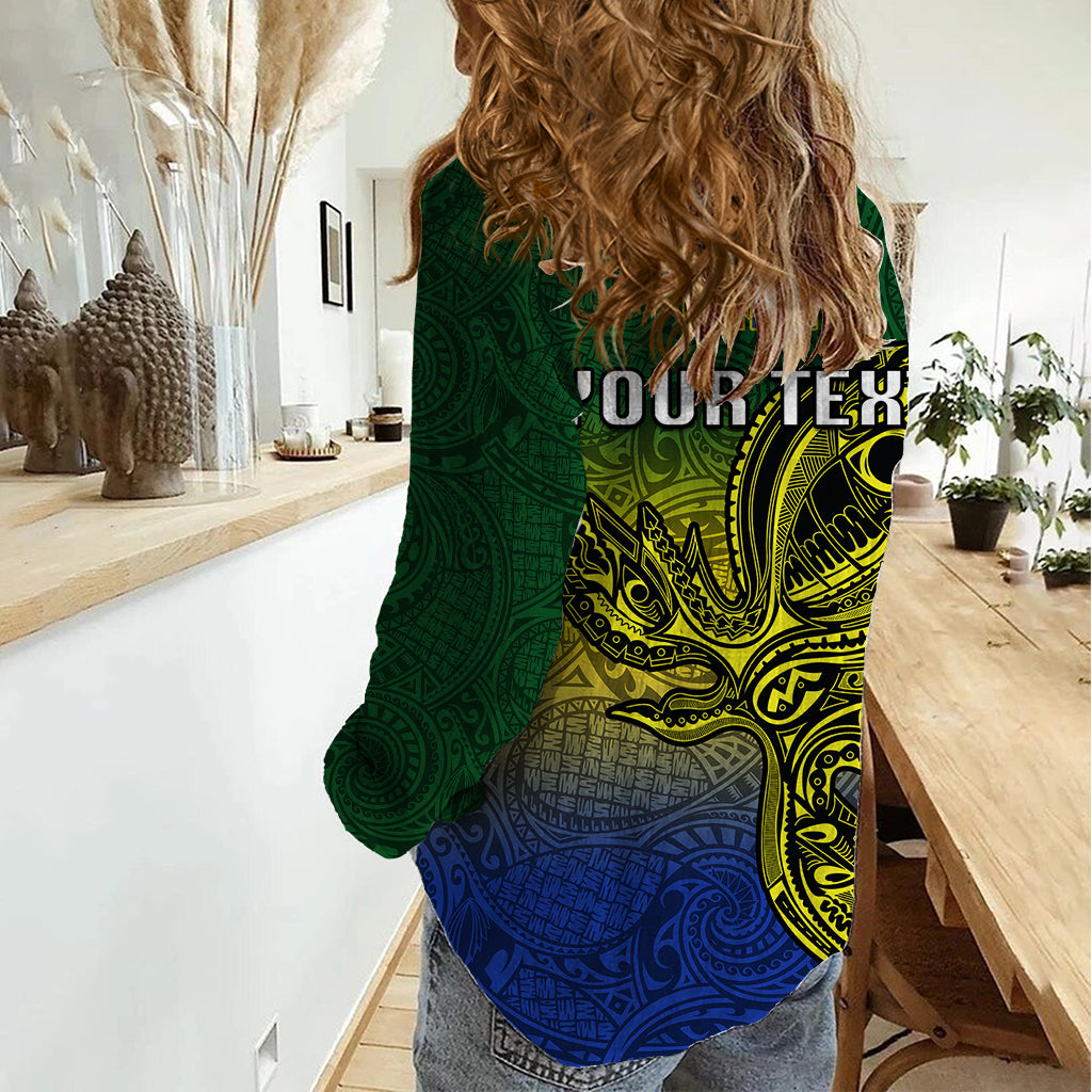 Custom Papua New Guinea Morobe Province Women Casual Shirt PNG Birds Of Paradise Polynesian Arty Style LT03 - Polynesian Pride