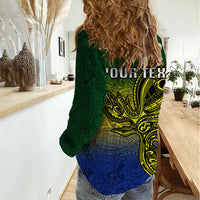 Custom Papua New Guinea Morobe Province Women Casual Shirt PNG Birds Of Paradise Polynesian Arty Style LT03 - Polynesian Pride