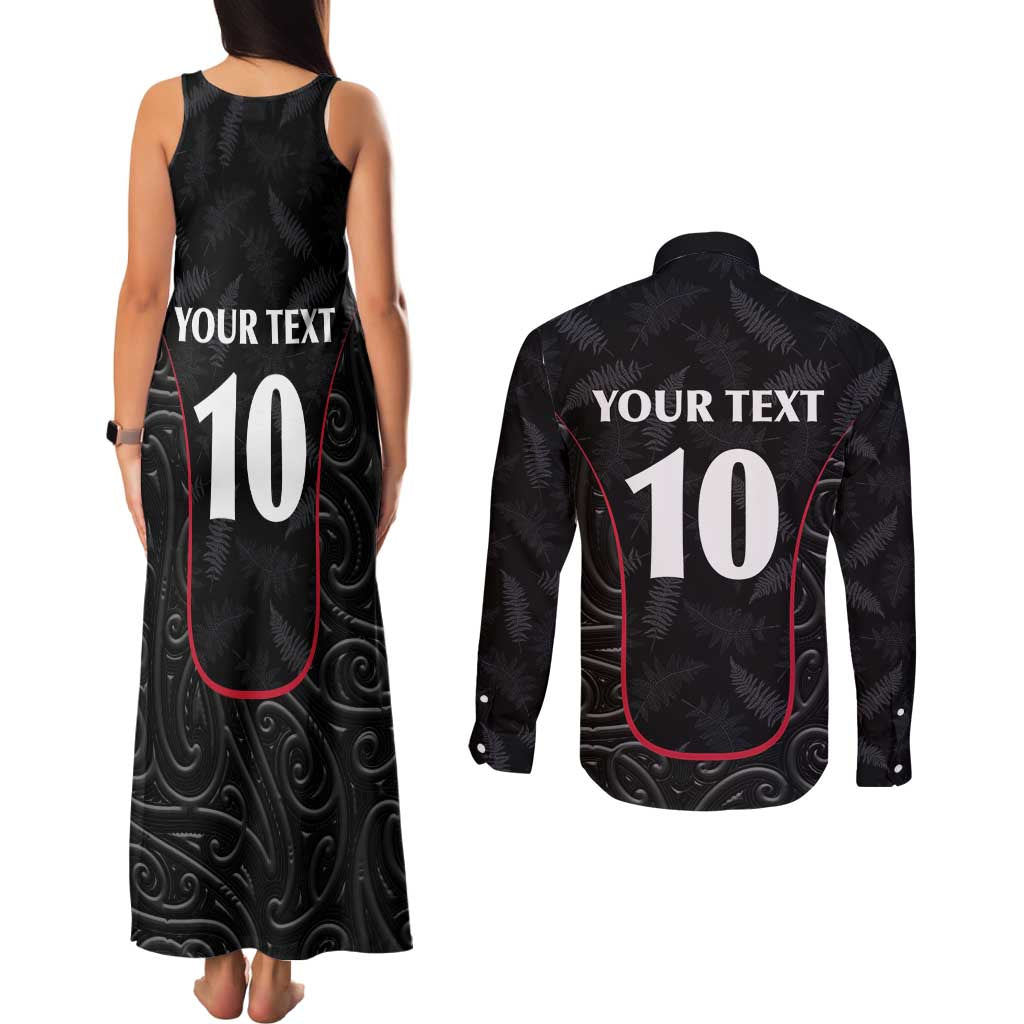 Custom New Zealand Rugby Couples Matching Tank Maxi Dress and Long Sleeve Button Shirt Maori All Black Championship 2024 and Silver Fern LT03 - Polynesian Pride