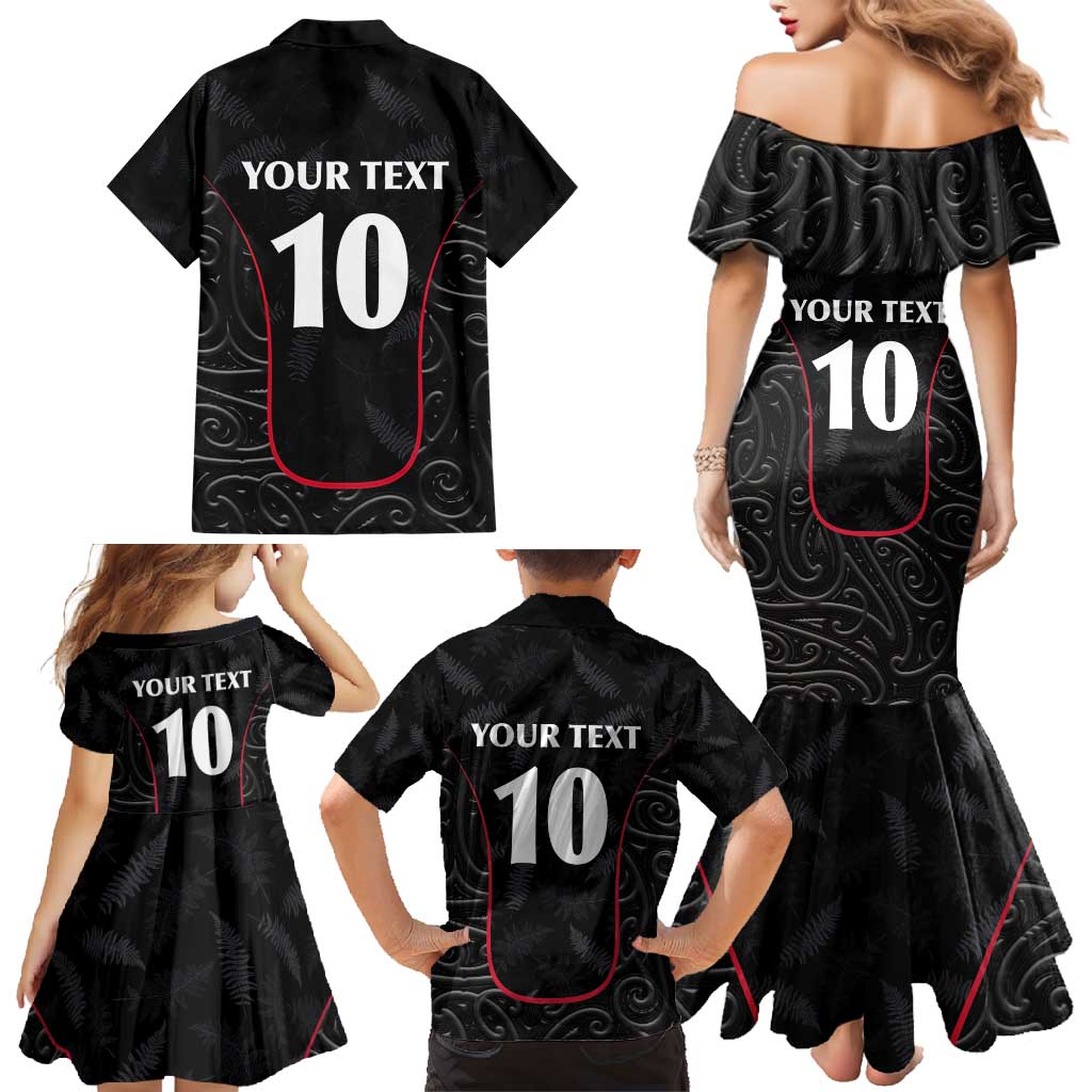 Custom New Zealand Rugby Family Matching Mermaid Dress and Hawaiian Shirt Maori All Black Championship 2024 and Silver Fern LT03 - Polynesian Pride
