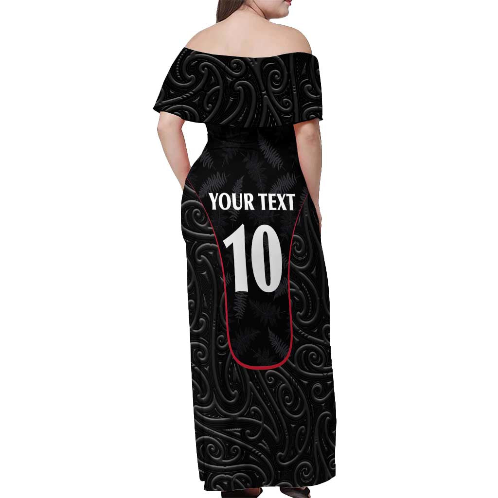 Custom New Zealand Rugby Off Shoulder Maxi Dress Maori All Black Championship 2024 and Silver Fern LT03 - Polynesian Pride