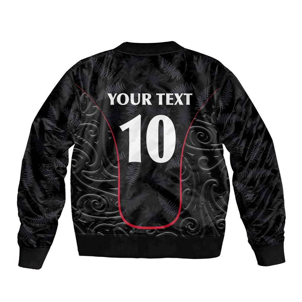 Custom New Zealand Rugby Sleeve Zip Bomber Jacket Maori All Black Championship 2024 and Silver Fern