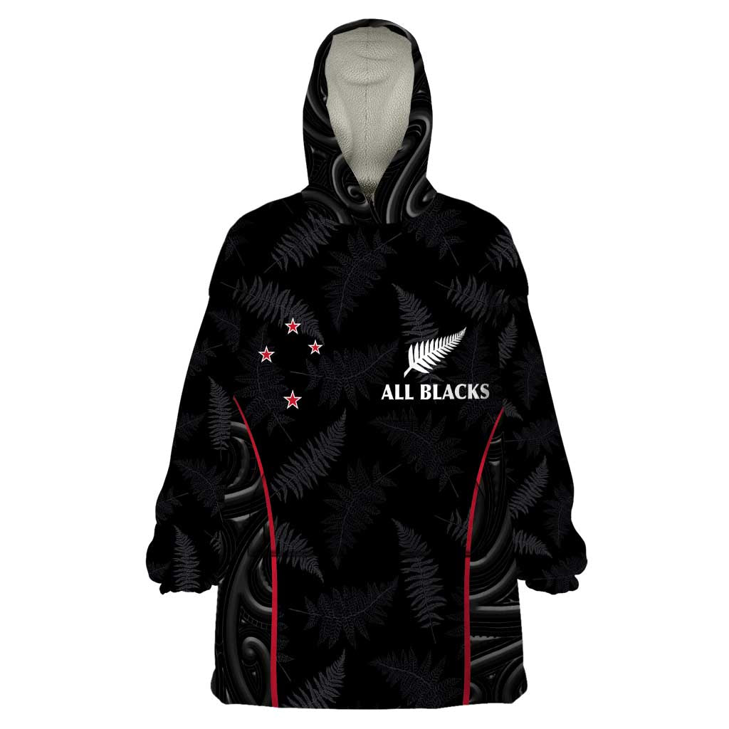 Custom New Zealand Rugby Wearable Blanket Hoodie Maori All Black Championship 2024 and Silver Fern