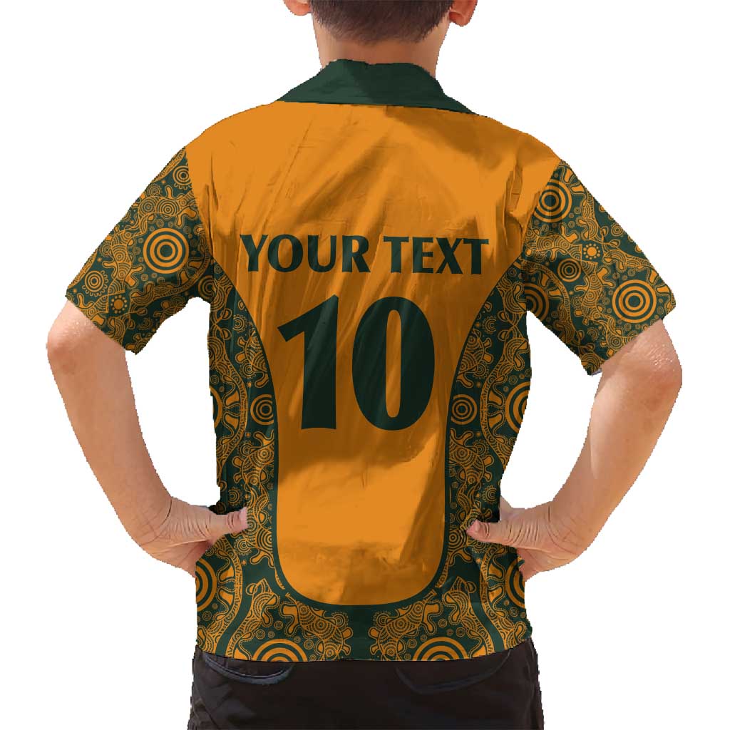 Custom Australia Rugby Championship 2024 Family Matching Long Sleeve Bodycon Dress and Hawaiian Shirt Aboriginal Art Tattoo Pattern LT03 - Polynesian Pride