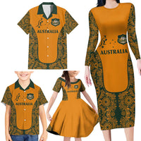 Custom Australia Rugby Championship 2024 Family Matching Long Sleeve Bodycon Dress and Hawaiian Shirt Aboriginal Art Tattoo Pattern LT03 - Polynesian Pride