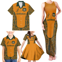Custom Australia Rugby Championship 2024 Family Matching Tank Maxi Dress and Hawaiian Shirt Aboriginal Art Tattoo Pattern