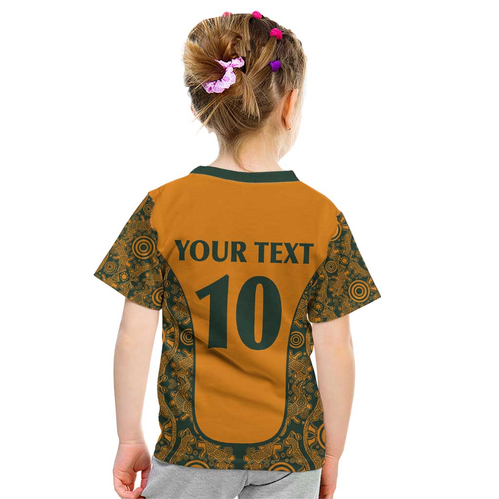 Custom Australia Rugby Championship 2024 Kid T Shirt Aboriginal Art Tattoo Pattern