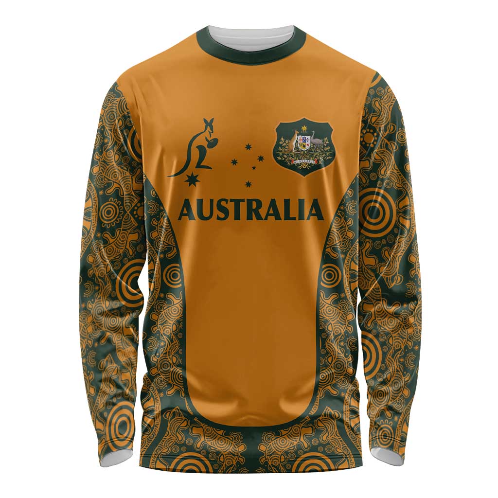 Custom Australia Rugby Championship 2024 Long Sleeve Shirt Aboriginal Art Tattoo Pattern