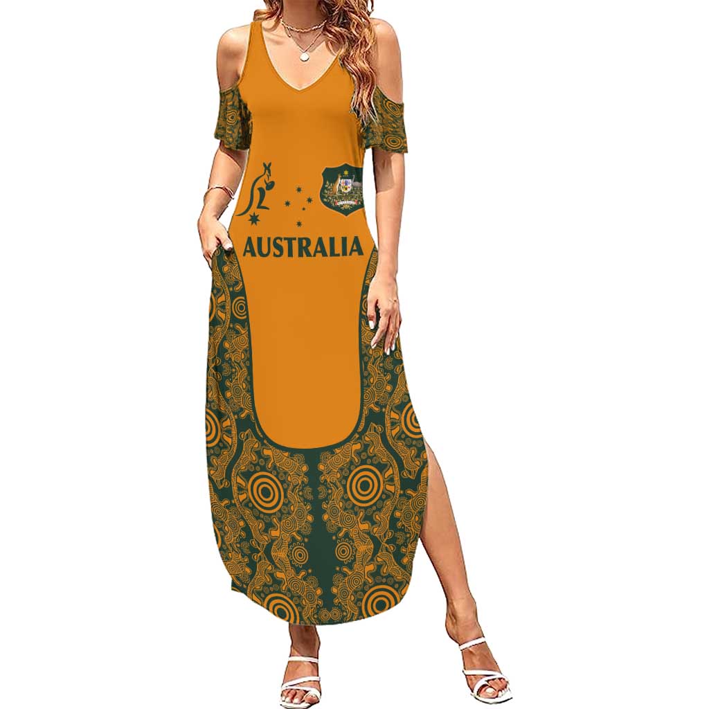 Custom Australia Rugby Championship 2024 Summer Maxi Dress Aboriginal Art Tattoo Pattern