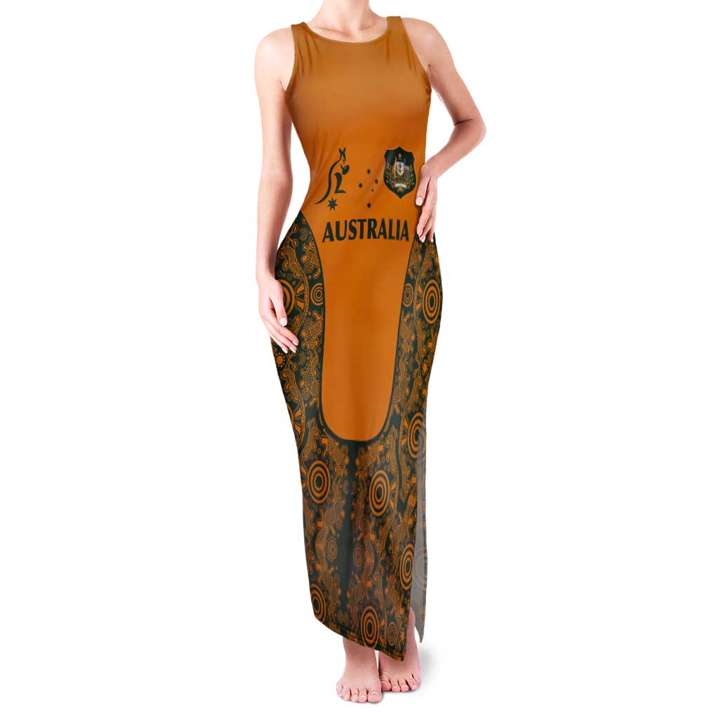 Custom Australia Rugby Championship 2024 Tank Maxi Dress Aboriginal Art Tattoo Pattern