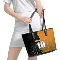 Custom New Zealand and Australia Rugby Championship 2024 Leather Tote Bag Maori Warrior and Kangaroo Mascot with Fern Aboriginal LT03 - Polynesian Pride