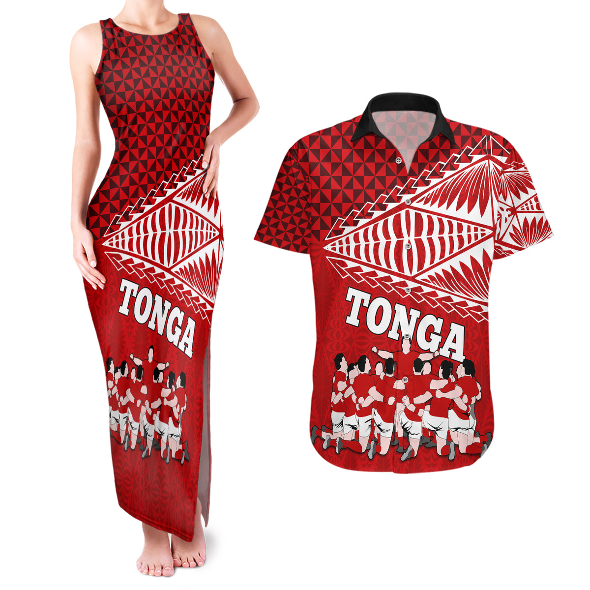 tonga-rugby-couples-matching-tank-maxi-dress-and-hawaiian-shirt-sipi-tau-dance-ngatu-pattern