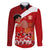 Tonga Rugby Family Matching Off Shoulder Long Sleeve Dress and Hawaiian Shirt Sipi Tau Dance Coat of Arms Ngatu Pattern LT03 Dad's Shirt - Long Sleeve Red - Polynesian Pride