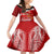 Tonga Rugby Family Matching Off Shoulder Maxi Dress and Hawaiian Shirt Sipi Tau Dance Coat of Arms Ngatu Pattern LT03 Daughter's Dress Red - Polynesian Pride