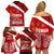 Tonga Rugby Family Matching Off Shoulder Short Dress and Hawaiian Shirt Sipi Tau Dance Coat of Arms Ngatu Pattern LT03 - Polynesian Pride