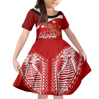 tonga-rugby-kid-short-sleeve-dress-sipi-tau-dance-coat-of-arms-ngatu-pattern