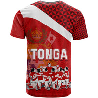 Tonga Rugby T Shirt Sipi Tau Dance Coat of Arms Ngatu Pattern LT03 - Polynesian Pride