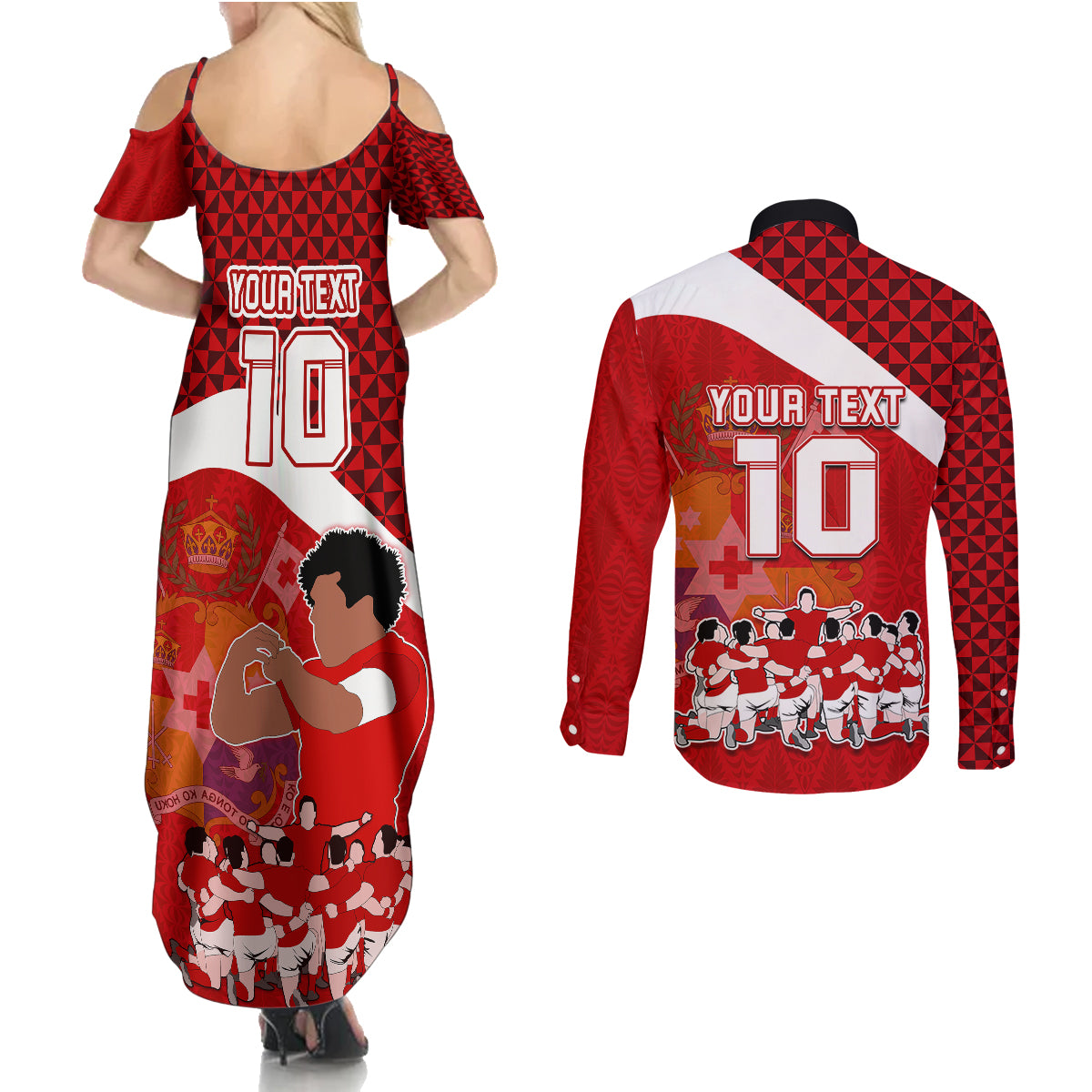 personalised-tonga-rugby-couples-matching-summer-maxi-dress-and-long-sleeve-button-shirts-sipi-tau-dance-coat-of-arms-ngatu-pattern
