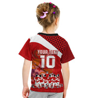 Personalised Tonga Rugby Kid T Shirt Sipi Tau Dance Coat of Arms Ngatu Pattern LT03 - Polynesian Pride