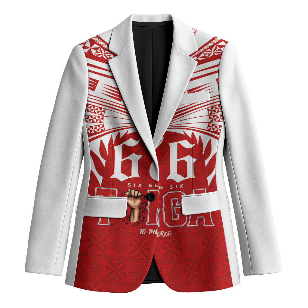 Tonga Rugby Custom Blazer Sipi Tau - Six Seven Six to the World LT03 Unisex Red - Polynesian Pride