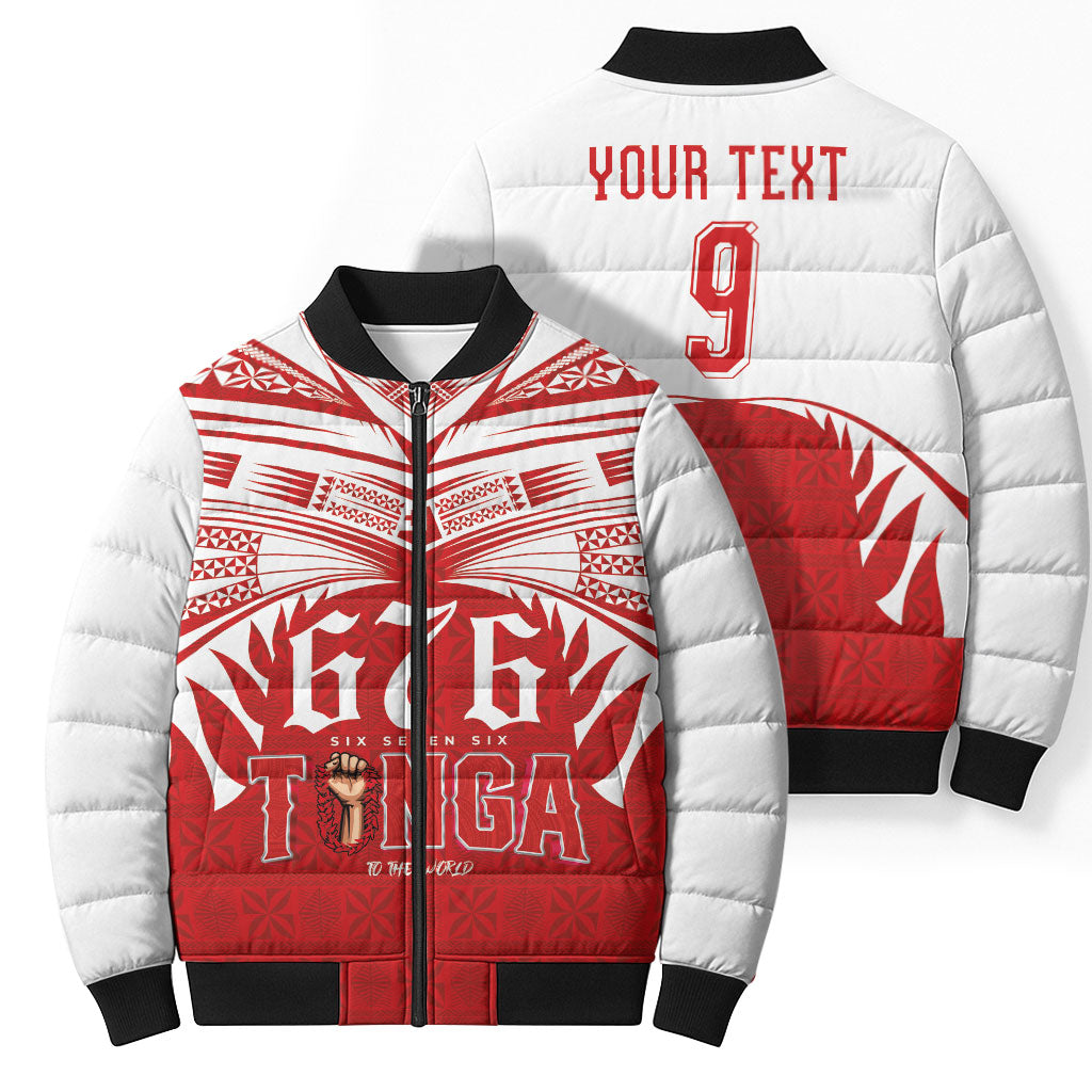 Tonga Rugby Custom Bomber Puffer Jacket Sipi Tau - Six Seven Six to the World LT03 - Polynesian Pride