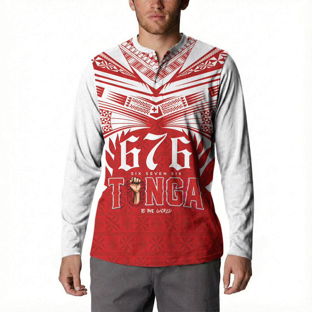 Tonga Rugby Custom Button Sweatshirt Sipi Tau - Six Seven Six to the World LT03 - Polynesian Pride