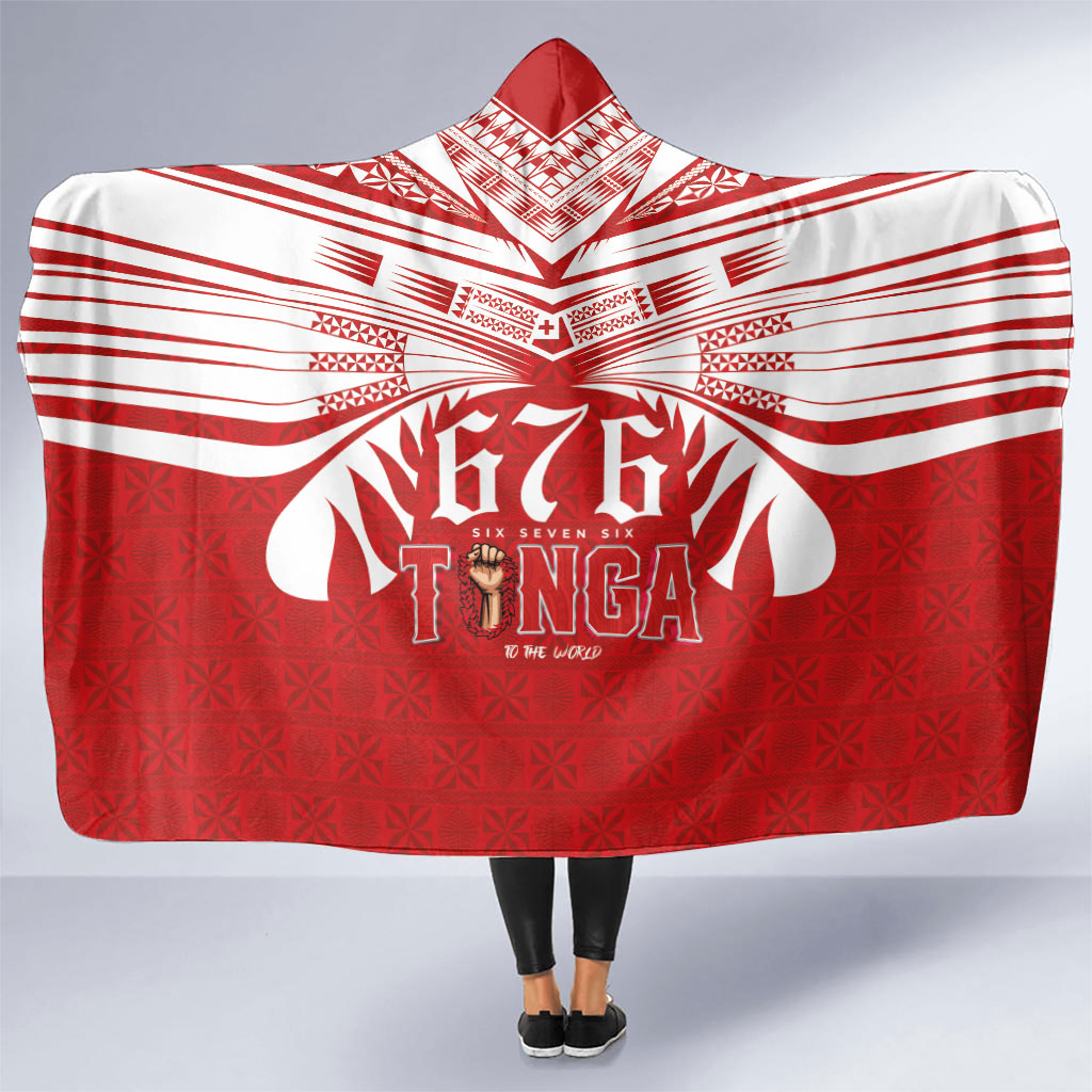 Tonga Rugby Hooded Blanket Sipi Tau - Six Seven Six to the World LT03 One Size Red - Polynesian Pride