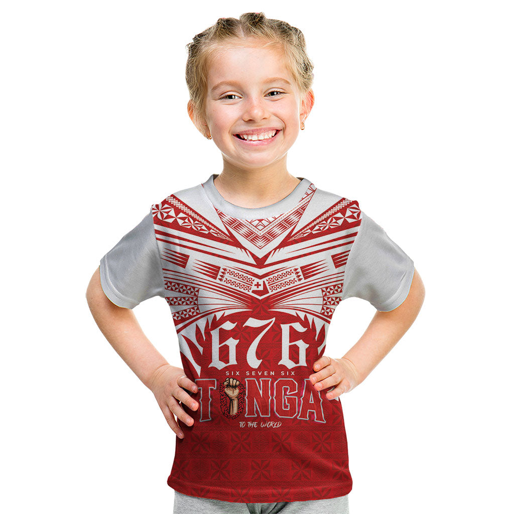 Tonga Rugby Custom Kid T Shirt Sipi Tau - Six Seven Six to the World