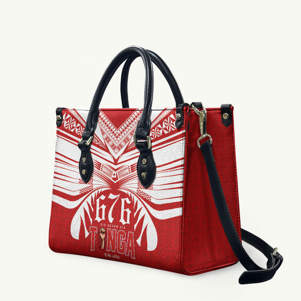 Tonga Rugby Leather Bag Sipi Tau - Six Seven Six to the World LT03 Red - Polynesian Pride