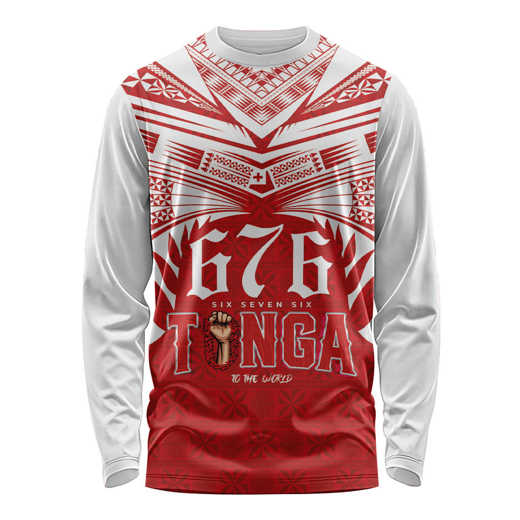 Tonga Rugby Custom Long Sleeve Shirt Sipi Tau - Six Seven Six to the World