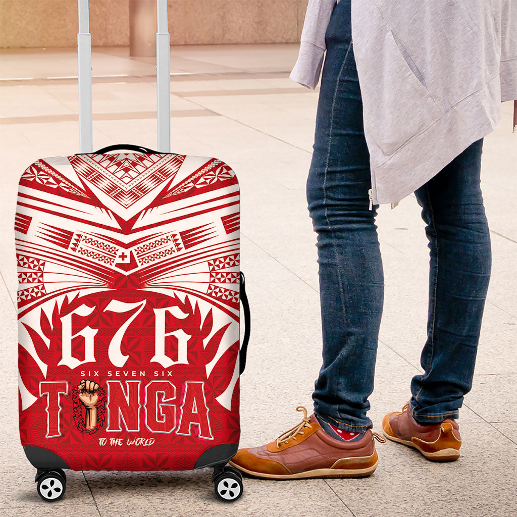 Tonga Rugby Luggage Cover Sipi Tau - Six Seven Six to the World LT03 Red - Polynesian Pride