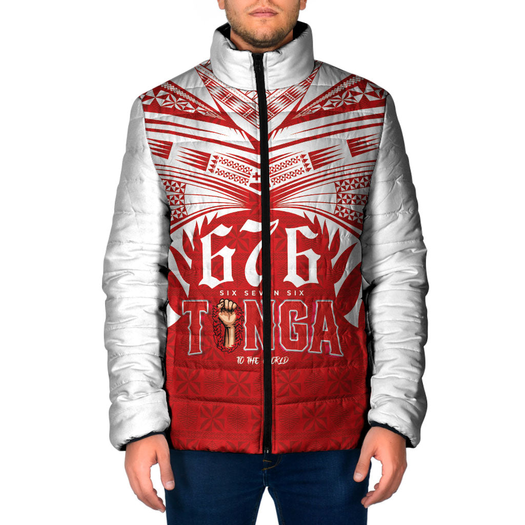 Tonga Rugby Custom Padded Jacket Sipi Tau - Six Seven Six to the World LT03 Men Red - Polynesian Pride