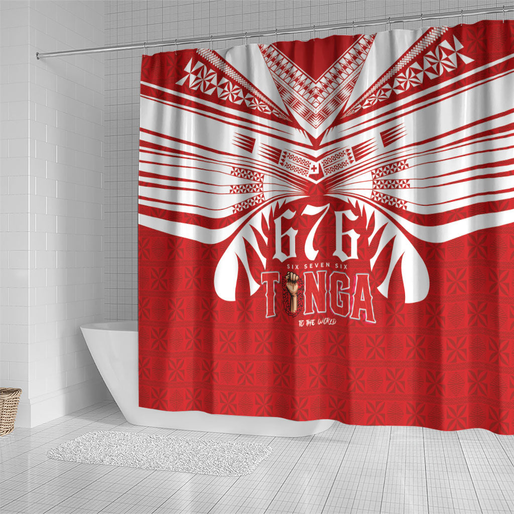 Tonga Rugby Shower Curtain Sipi Tau - Six Seven Six to the World LT03 - Polynesian Pride