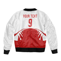Tonga Rugby Custom Sleeve Zip Bomber Jacket Sipi Tau - Six Seven Six to the World LT03 - Polynesian Pride