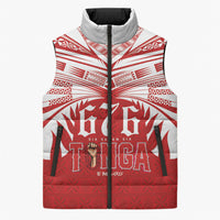 Tonga Rugby Custom Sleeveless Puffer Jacket Sipi Tau - Six Seven Six to the World LT03 Unisex Red - Polynesian Pride