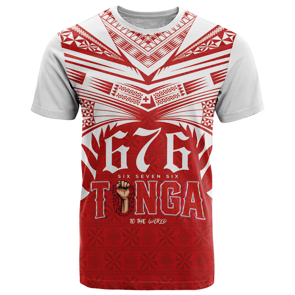 Tonga Rugby Custom T Shirt Sipi Tau - Six Seven Six to the World LT03 Red - Polynesian Pride