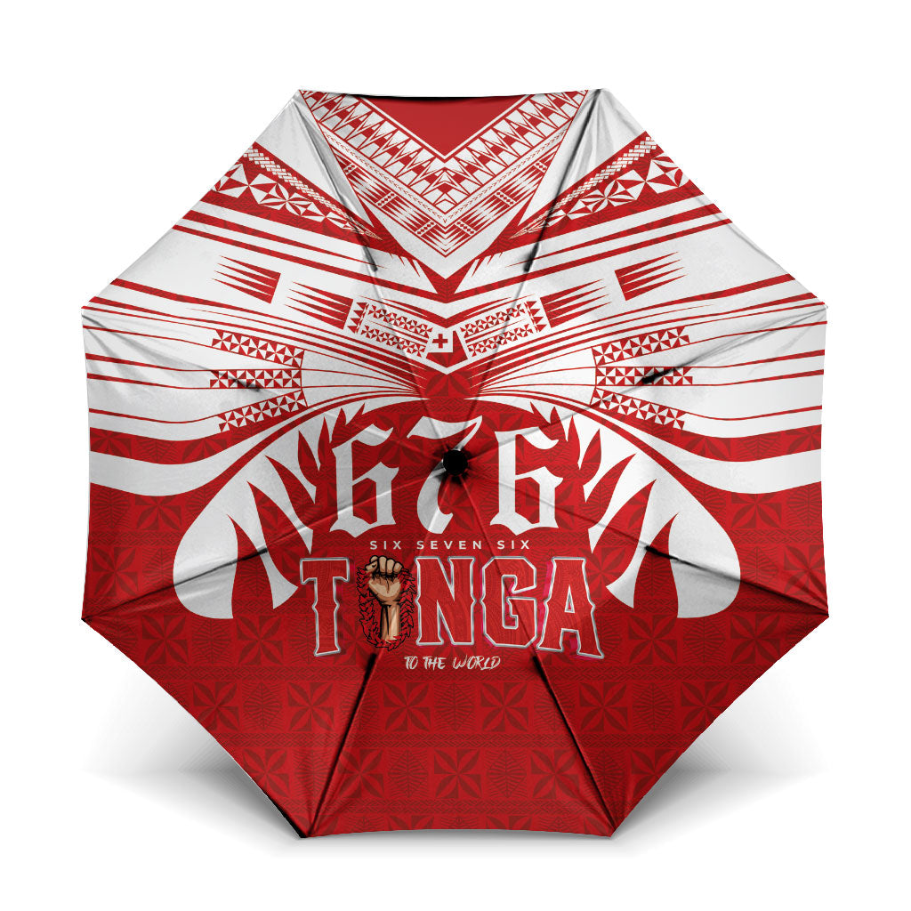 Tonga Rugby Umbrella Sipi Tau - Six Seven Six to the World LT03 One Size Folded 11.42 inch Opened Diameter 37.4 inch Red - Polynesian Pride