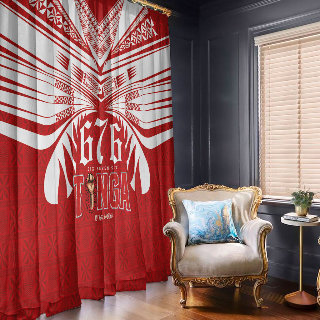 Tonga Rugby Window Curtain Sipi Tau - Six Seven Six to the World LT03 - Polynesian Pride